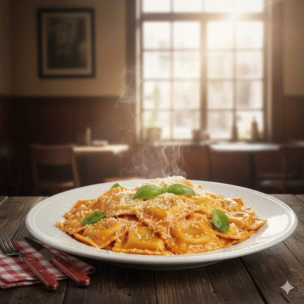 Ravioles de Espinaca y Ricota con salsa Rosa Ravioles de Espinaca y Ricota con salsa Rosa