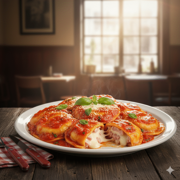 Sorrentinos de jamon y queso con salsa Filetto Sorrentinos de jamon y queso con salsa Filetto